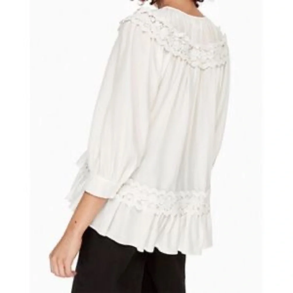 Kate Spade Rambling Roses Lace Inset Top. 100% Silk EUC XL - Picture 2 of 6